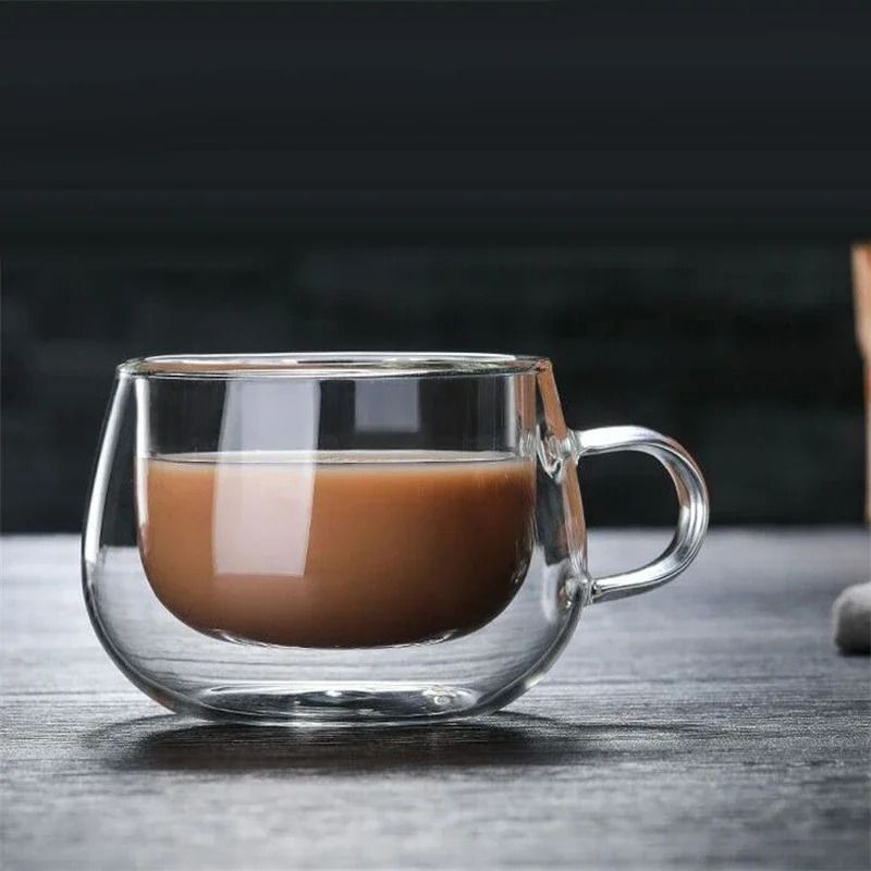 Clear Double Wall Glass Mug for Coffee and Tea
