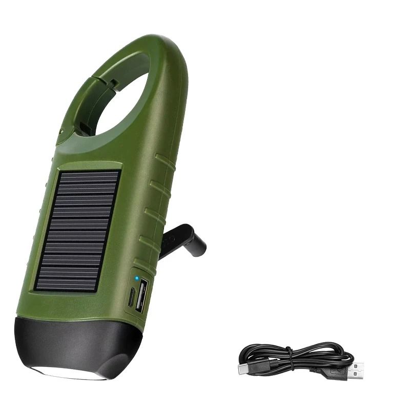 Solar Hand Crank LED Emergency Flashlight with Power Bank
