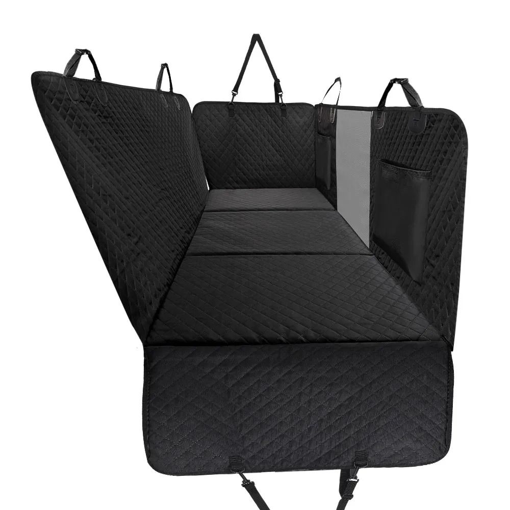 Waterproof Dog Car Back Seat Extender Cover with Hard Bottom and Hammock Protectio