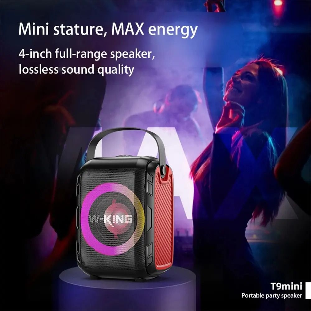 Portable Wireless Karaoke Speaker with Subwoofer Sound and LED Light Rings