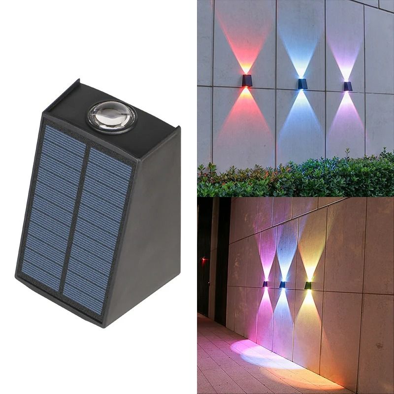 Solar Outdoor Wall Lamp with Up and Down Lighting Waterproof LED for Garden and Porch Decor