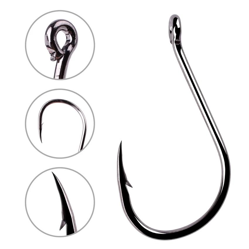 High Carbon Steel Circle Fishing Hooks Set Barbed Offset Hooks with Storage Box for Carp and Sea Fishing