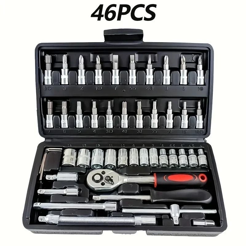 Socket Raset Tools Set 46 Piece Socket and Ratchet Tool Kit for Car and Motorcycle | Inspire ...