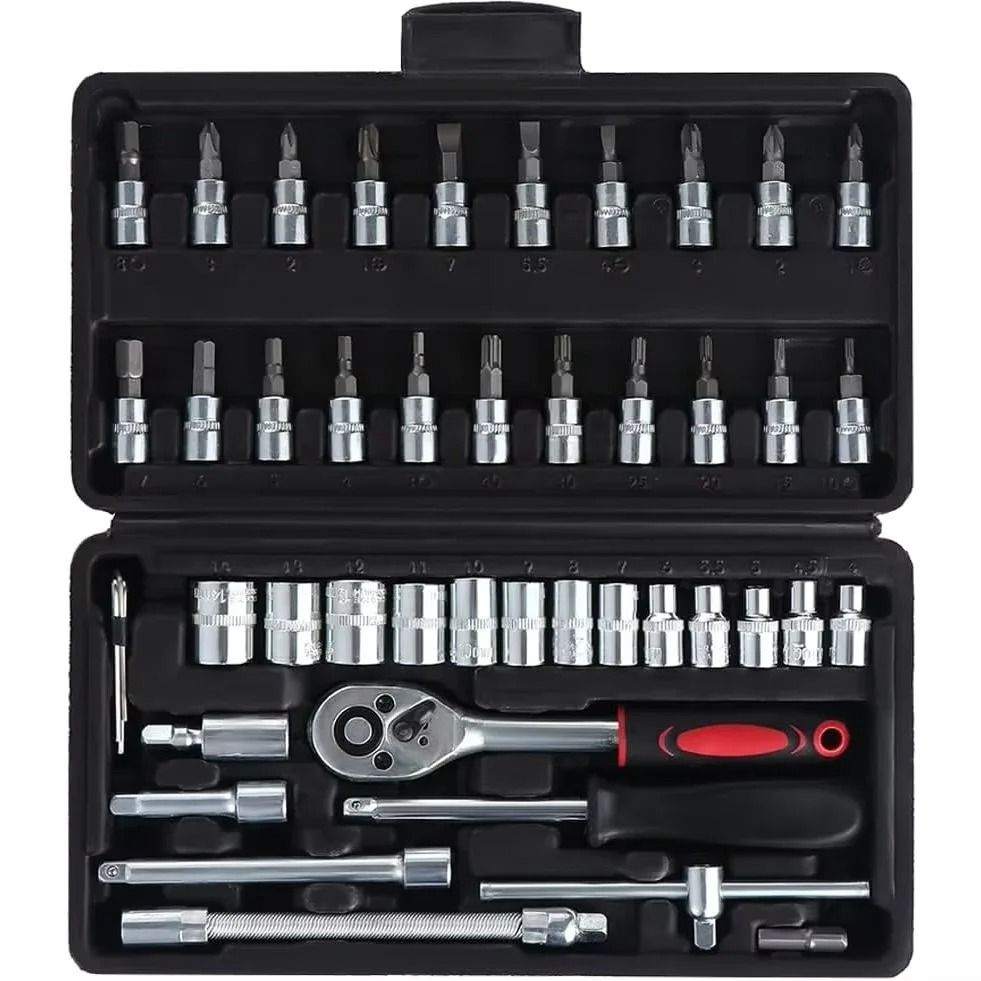 46 Piece Socket Ratchet Wrench Set With Bit Sockets and Exte | Inspire ...