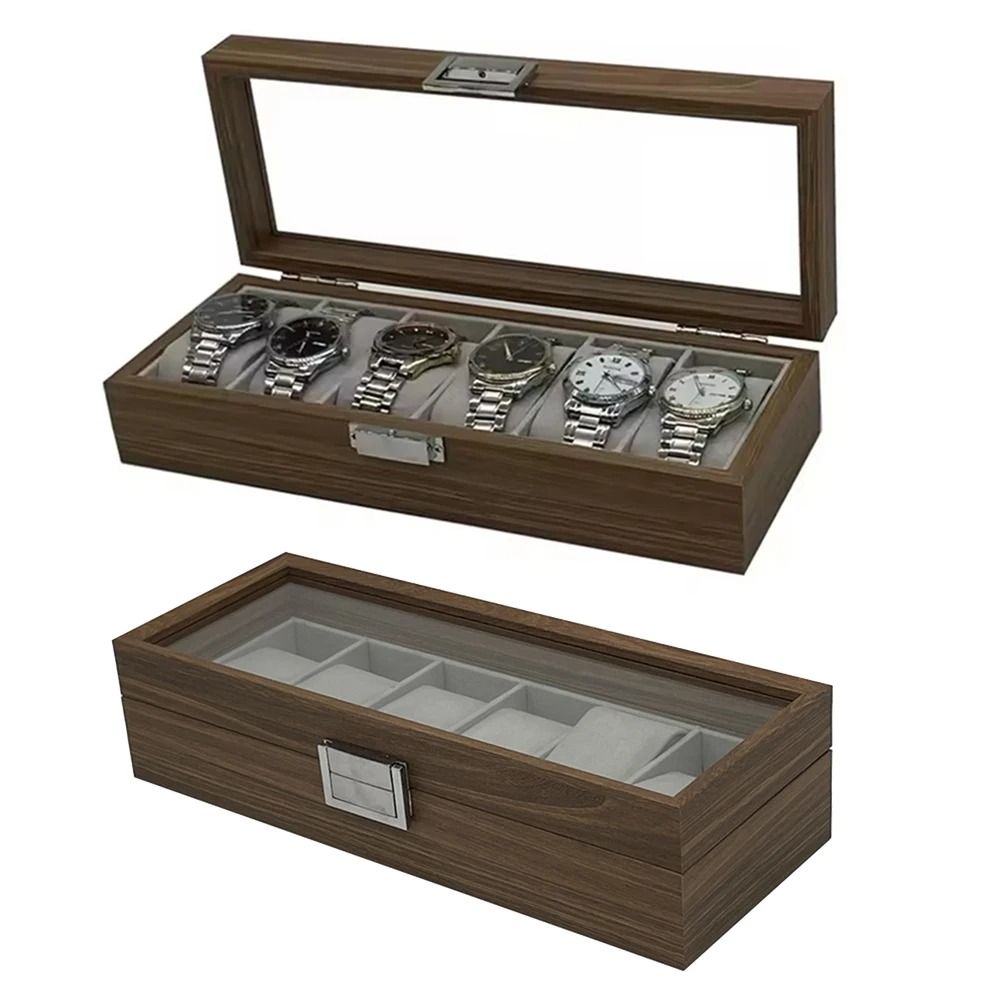 Modular Watch Display Box Black Walnut Style Wooden Watch Display Box 6 Slot Storage C | Inspire ...
