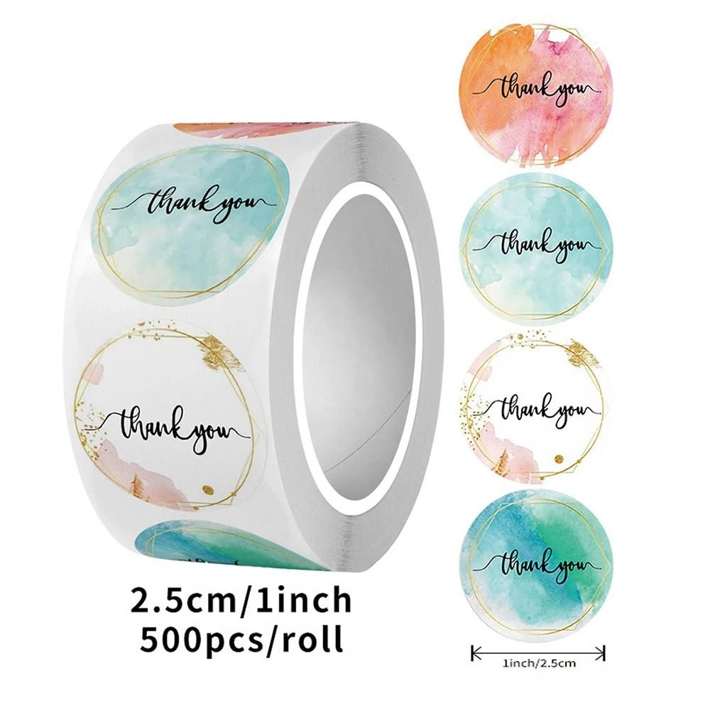 Thank You Stickers Roll 500 Pieces Cute Pink Gold Labels | Inspire Uplift