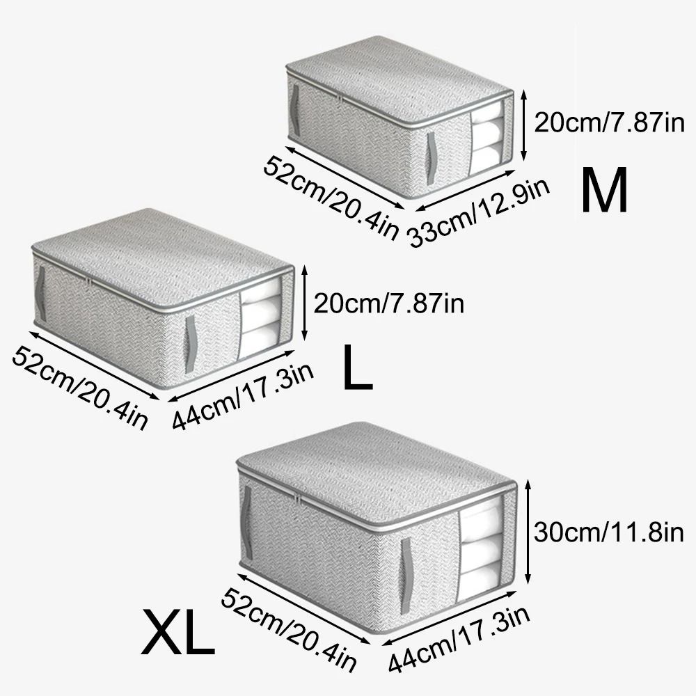 Gray Clothes Storage Organizer Bag Waterproof Quilt and Blanket Closet Sorting Bag with Window