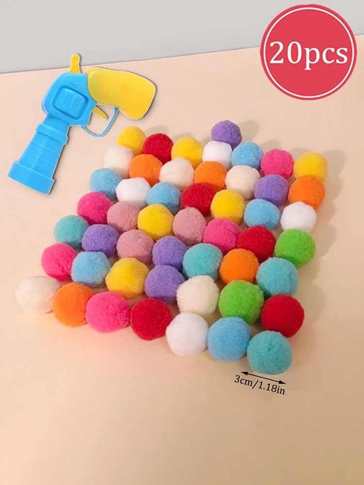 Interactive Cat Toy Ball Launcher Gun with Plush Bounce Balls Fun Indoor Play and Exercise Toy