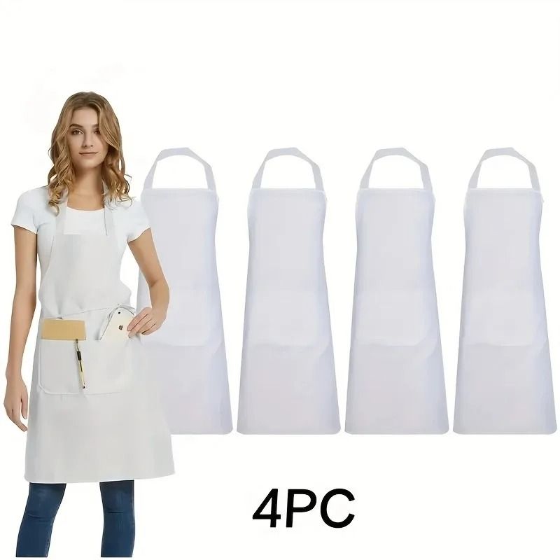 Adjustable Canvas Apron Set with Pockets Comfort Fit for Cooking and Work (4 Pack)