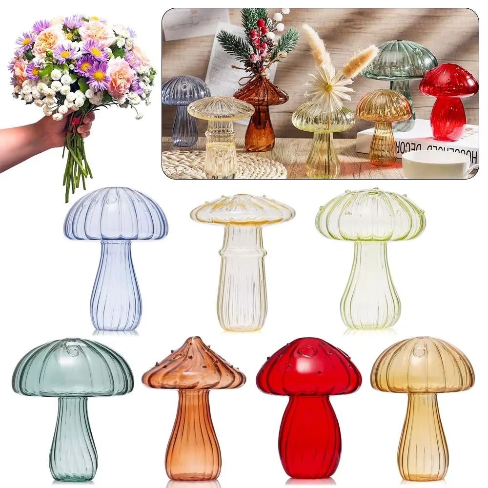 Whimsical Mushroom Glass Hydroponic Vase and Aromatherapy Bottle