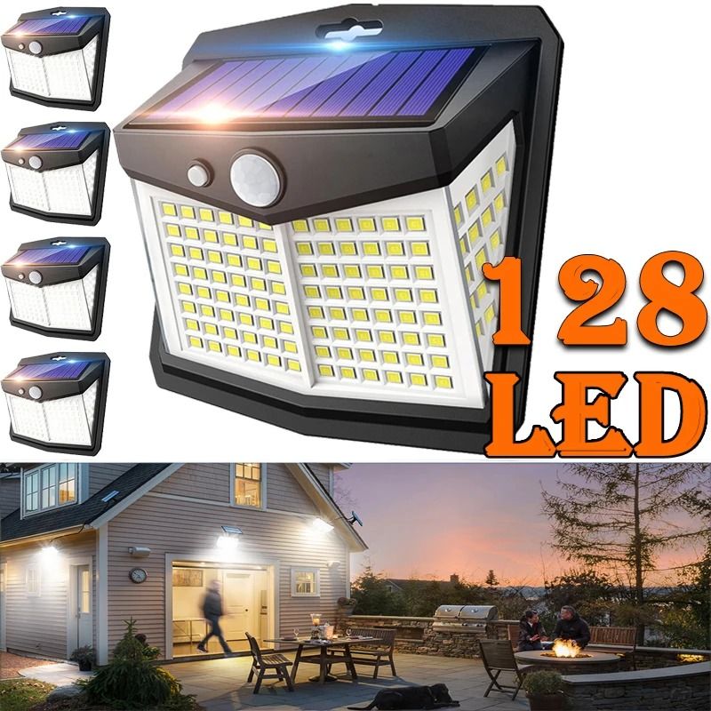 Solar Lights for Outdoor 128 LED Motion Sensor Security Light