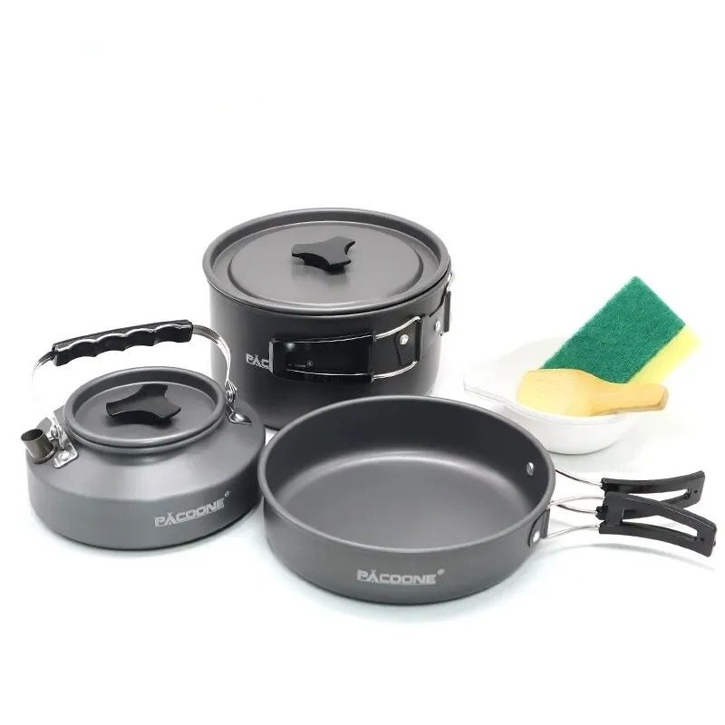 Portable Camping Cookware and Kettle Set