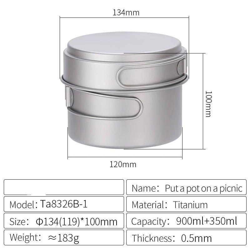 Professional Ultralight Titanium Multi-Size Nesting Cookware System