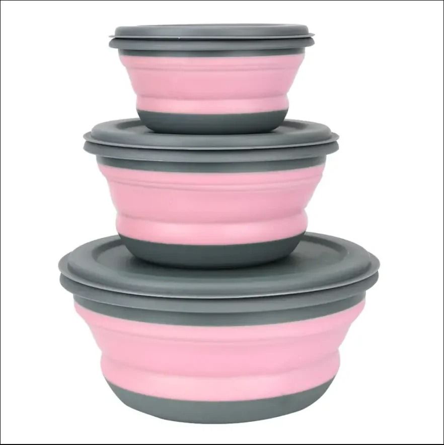 3-Piece Space-Saving Collapsible Bowl Set – Airtight & Portable Food Storage