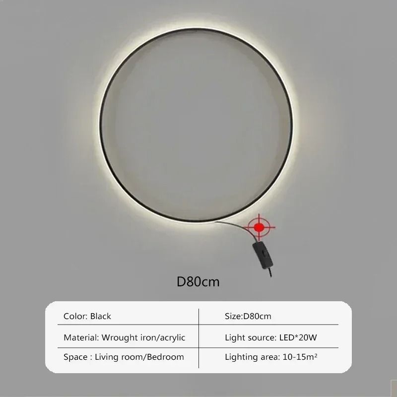 Modern Large Circle LED Wall Sconce - Sleek Tricolor Indoor Lighting