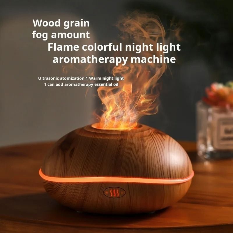 7-Color Fire Flame Wood Grain Aroma Diffuser | Inspire Uplift