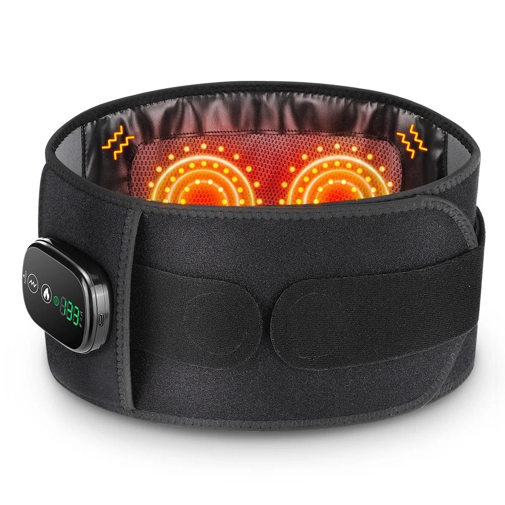 Heating Vibration Lumbar Support Belt with Red Light Therapy