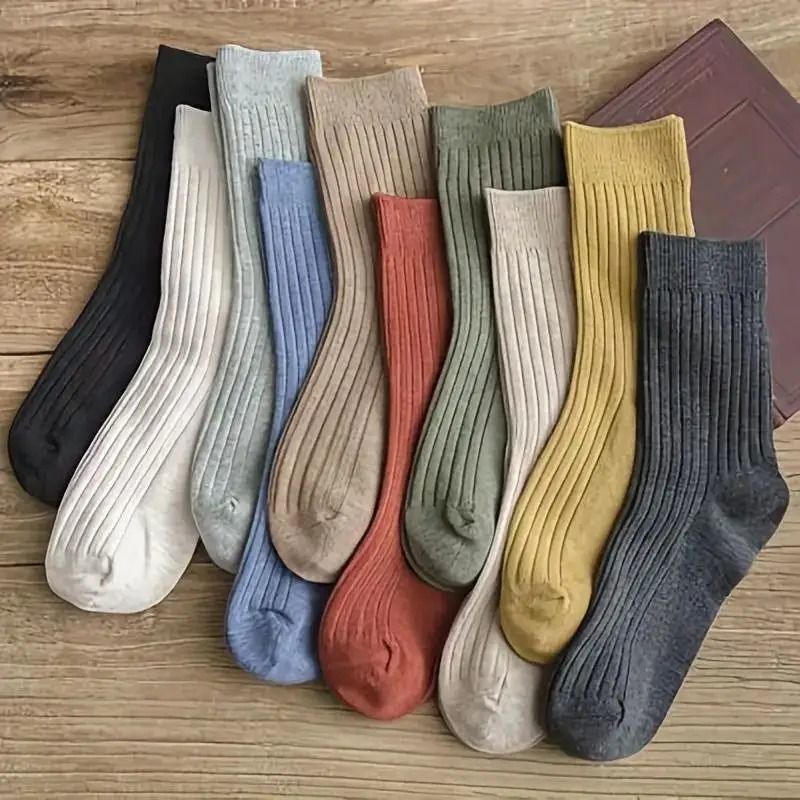 5 Pairs of Vibrant Mixed Color Striped Comfort Crew Socks | Inspire Uplift