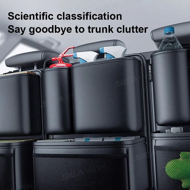 Premium Leatherette Car Trunk Organizer - High-Capacity Hanging Seat Back Storage