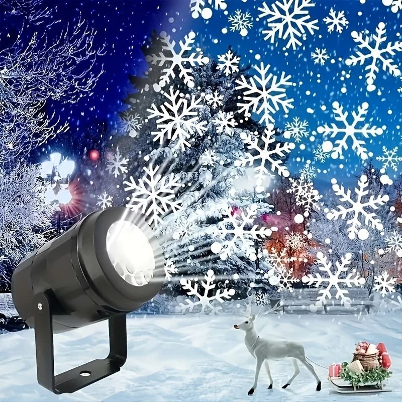 LED Snowflake Projection Light – USB Powered Rotating Winter Simulation Light