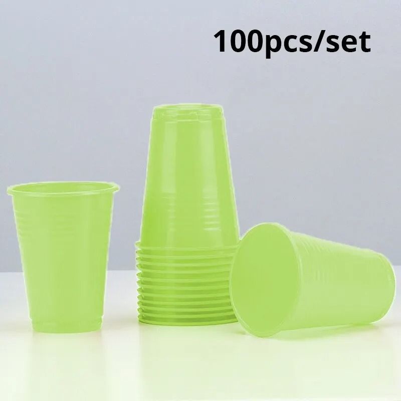 100-Piece Colored Disposable Plastic Cup Set – Durable 220ml Party Supplies