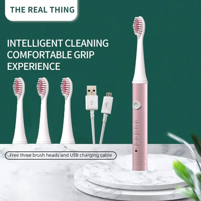Ultrasonic High-Power Waterproof Electric Toothbrush with 40,000 Strokes/Minute