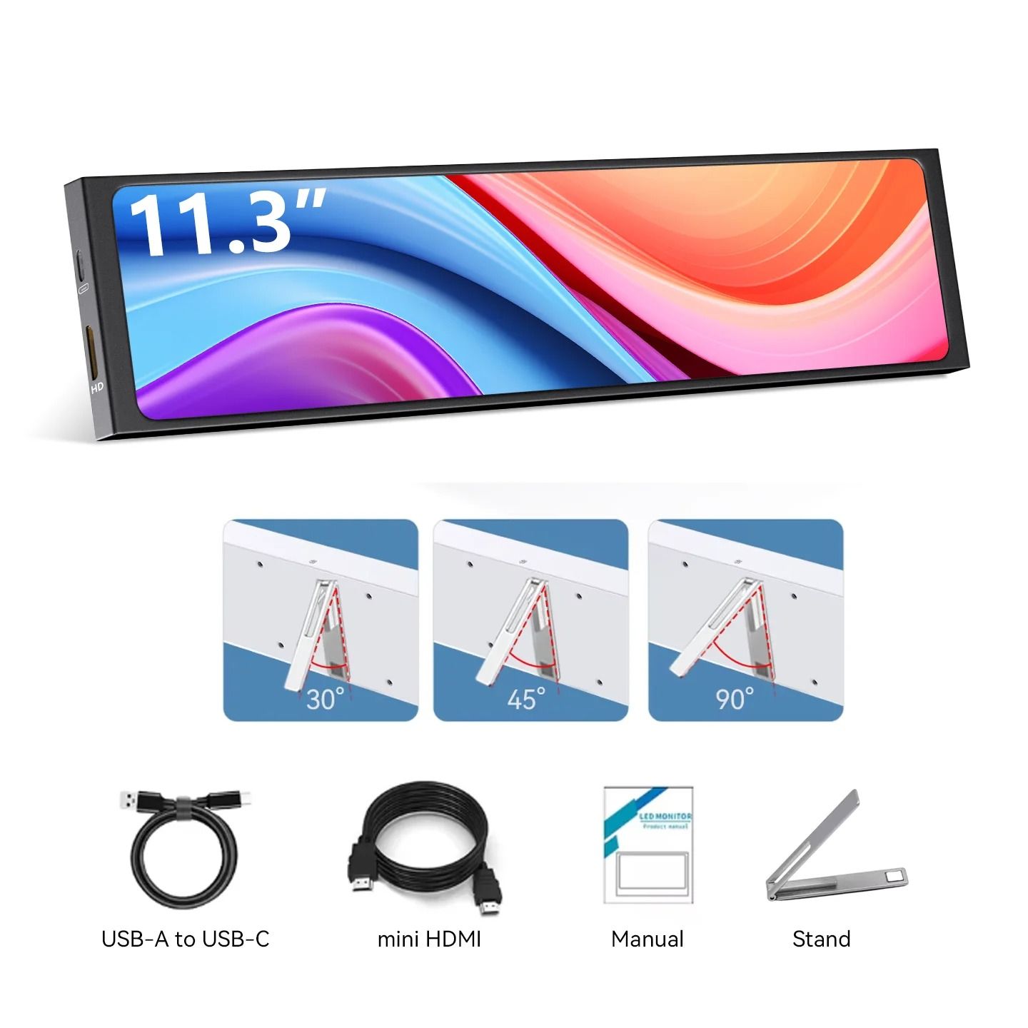 11.3 Inch Ultra-Portable IPS Monitor | VESA Compatible Dual HDMI & USB-C Display