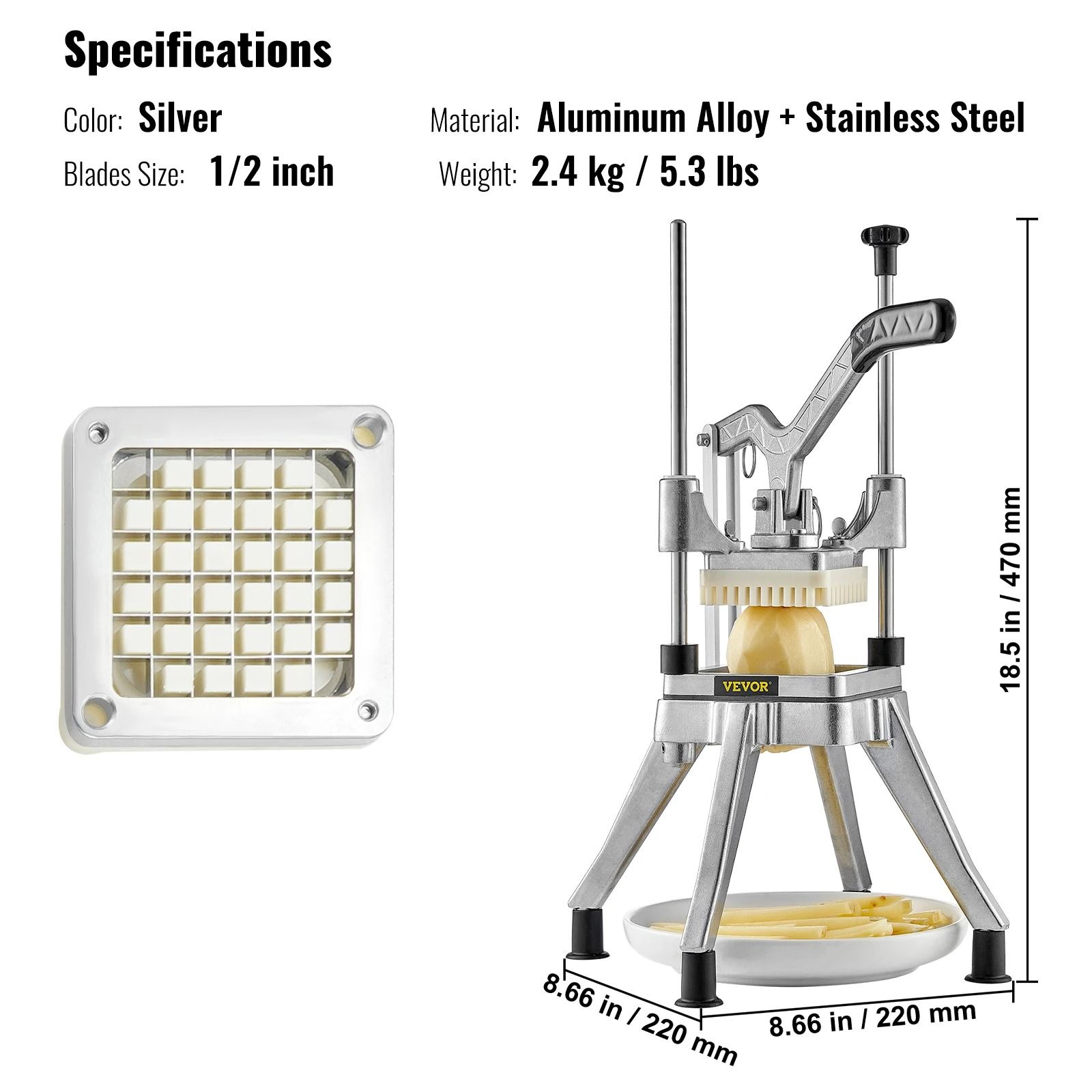 Commercial Heavy-Duty Vegetable & Fruit Dicer | Stainless Steel Food Slicer