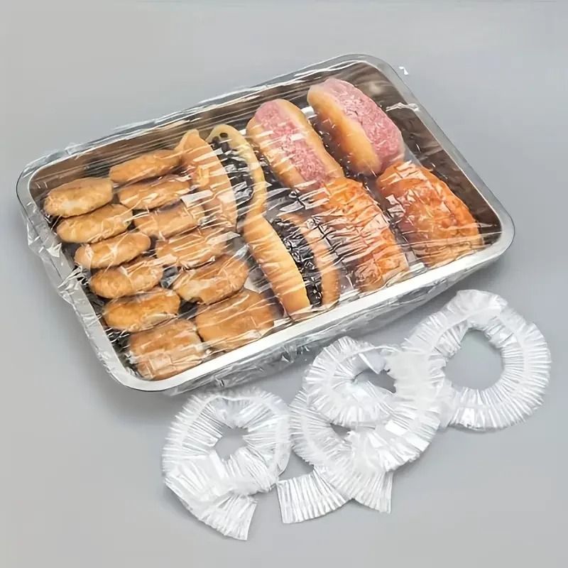 50pcs Reusable PE Elastic Food Covers – Stretchable Plastic Lids for Freshness