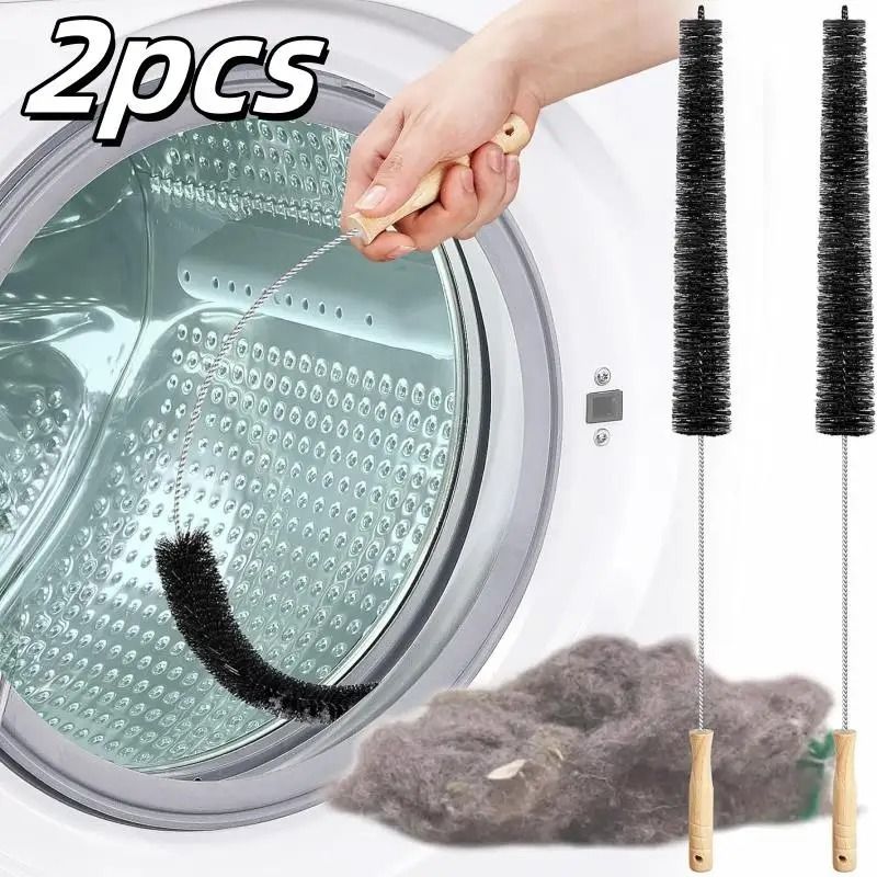 (2-Pack) 3-in-1 Dryer Vent Cleaner Kit – Heavy-Duty Lint & Crevice Brush Set