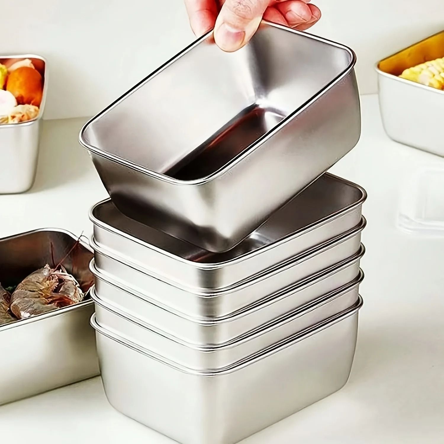6-Piece Stainless Steel Food Storage Set – Leakproof, Stackable & Reusable