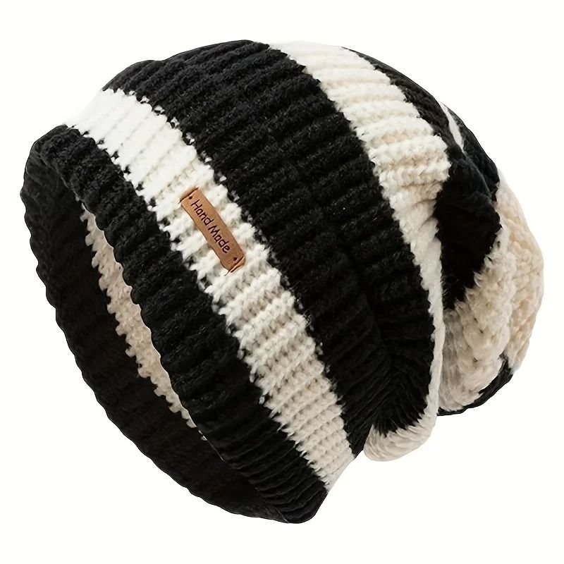 Korean Fashion Striped Knitted Hat – Lightweight Windproof Beanie for Men & Women