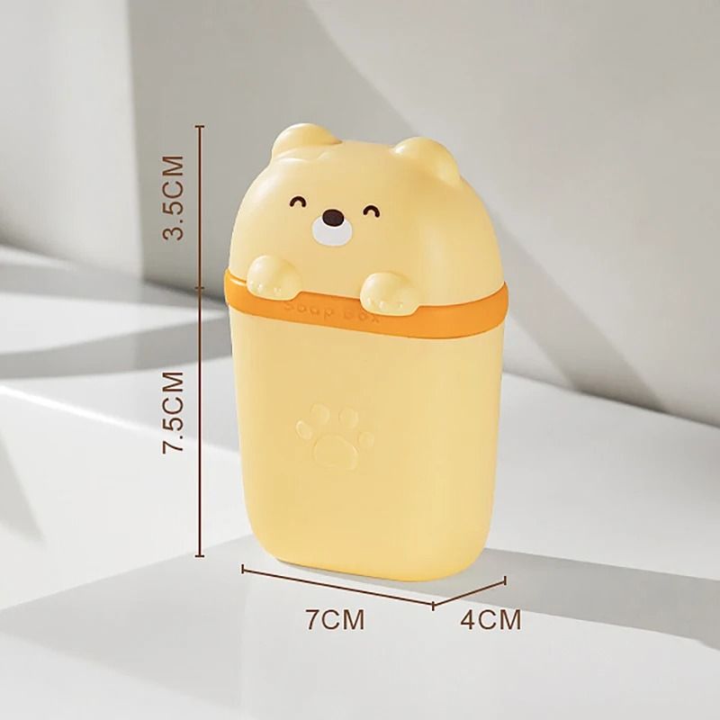 Cartoon Bear Portable Soap Dish – Waterproof Sealed Travel Storage Box
