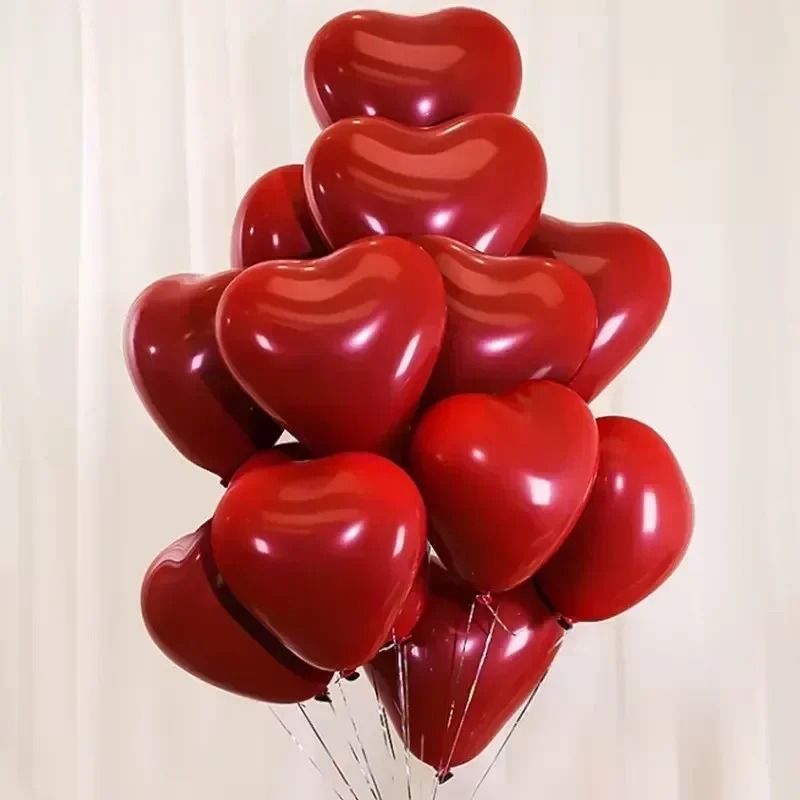10-Piece 10-Inch Red Heart Balloons