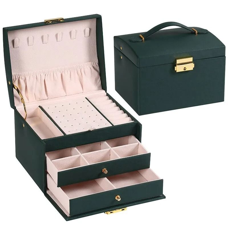 Exquisite Three-Layer Leather Jewelry Box – Professional Multi-Purpose Storage
