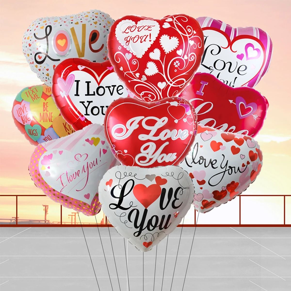"I LOVE YOU" Heart Foil Balloons – 10 Pcs Premium Romantic Decor