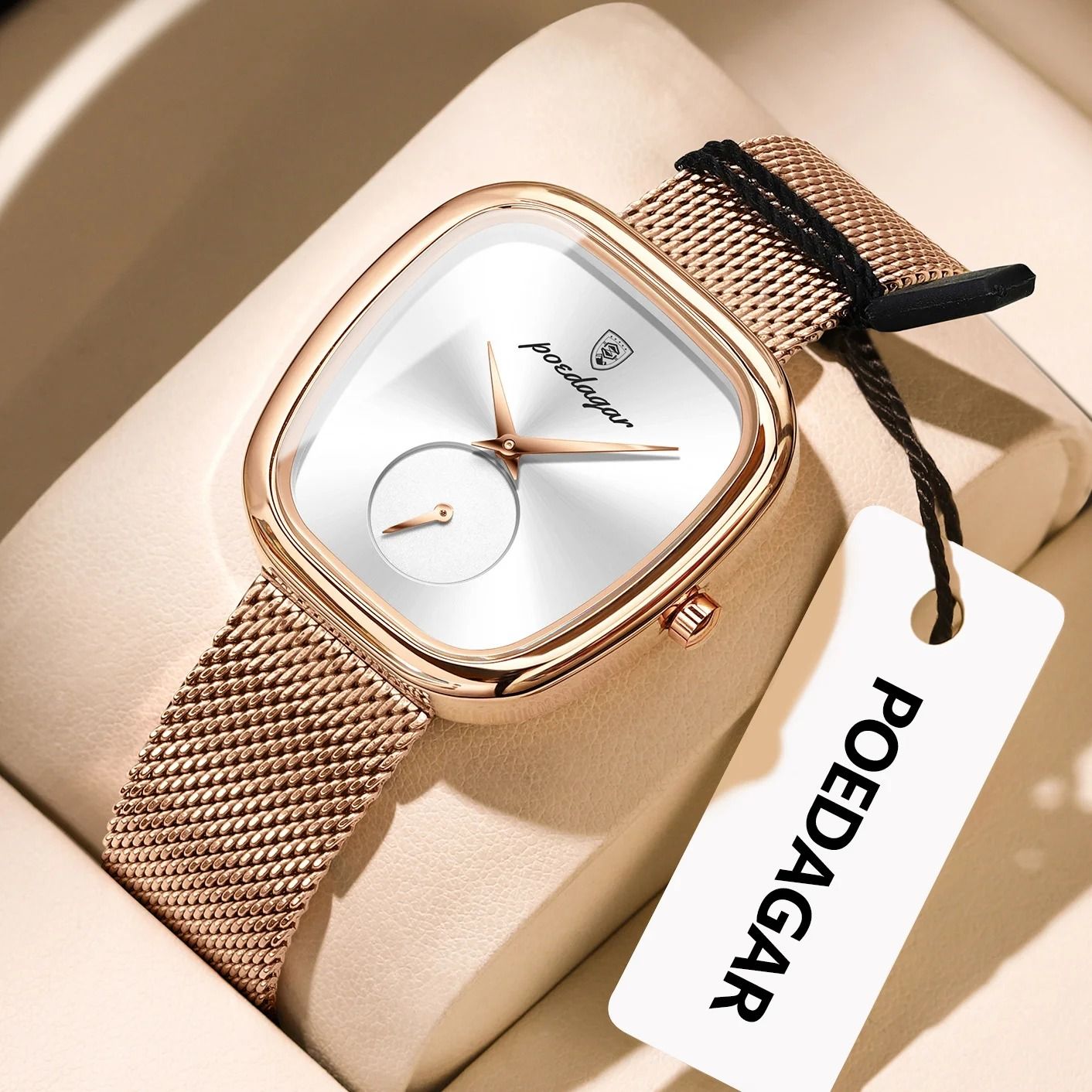Stainless Steel Mesh Luxury Watch - Modern Waterproof Quartz Wristwatch for Fashion-Forward Women