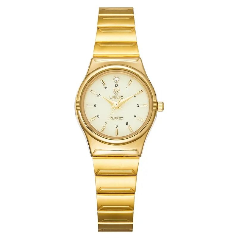 Luxury Golden Stainless Steel Quartz Watch - Elegant Japan Movement Wristwatch for Men and Women