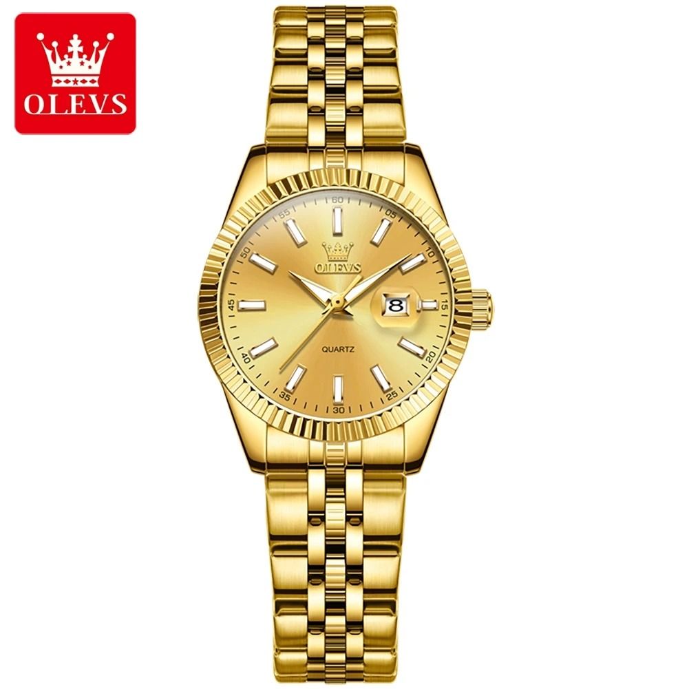 Stainless Steel Executive Watch – Waterproof Luxury Quartz Timepiece with Auto Date for Women
