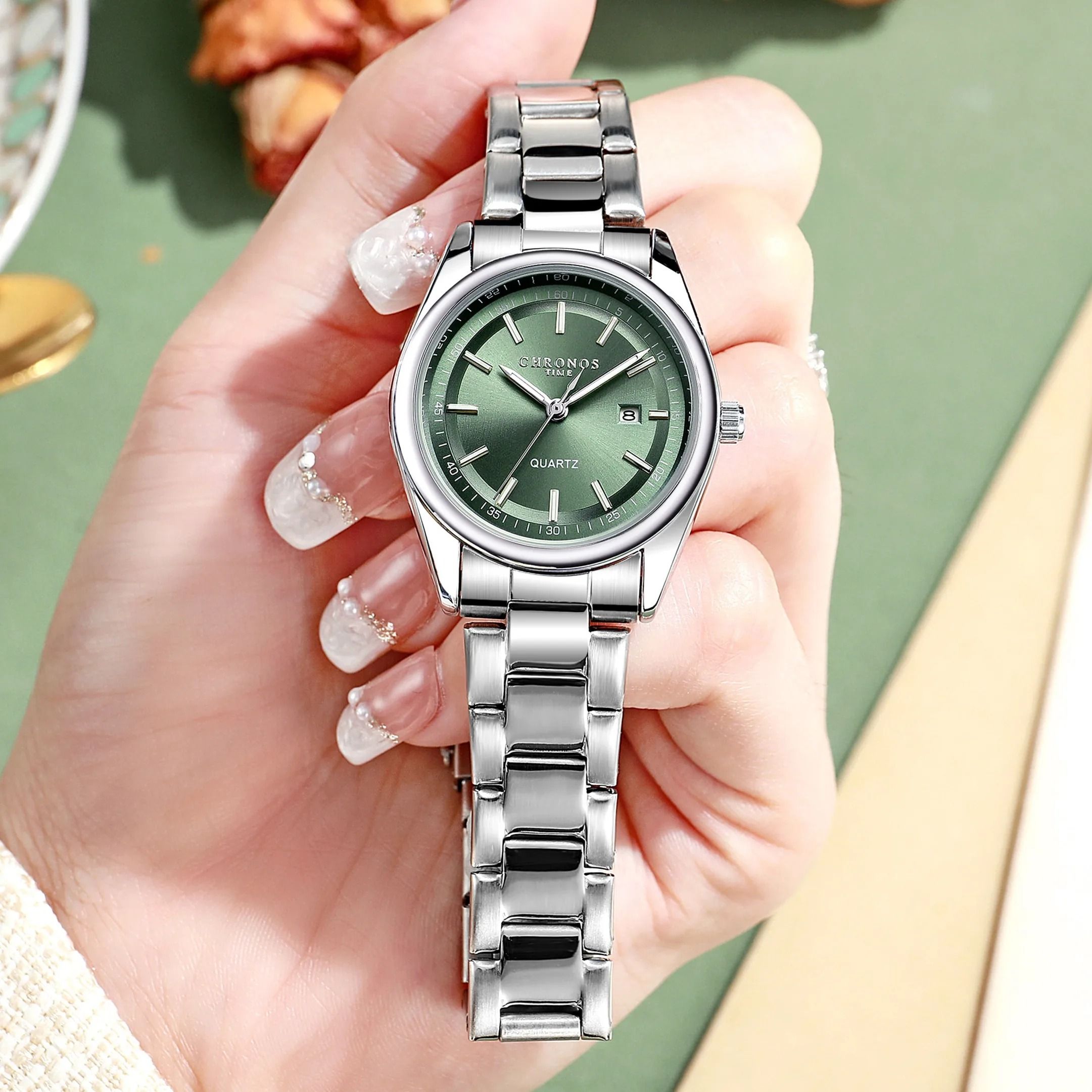 Executive Stainless Steel Business Watch – Luxury Luminous Ladies Timepiece with Calendar for All Occasions