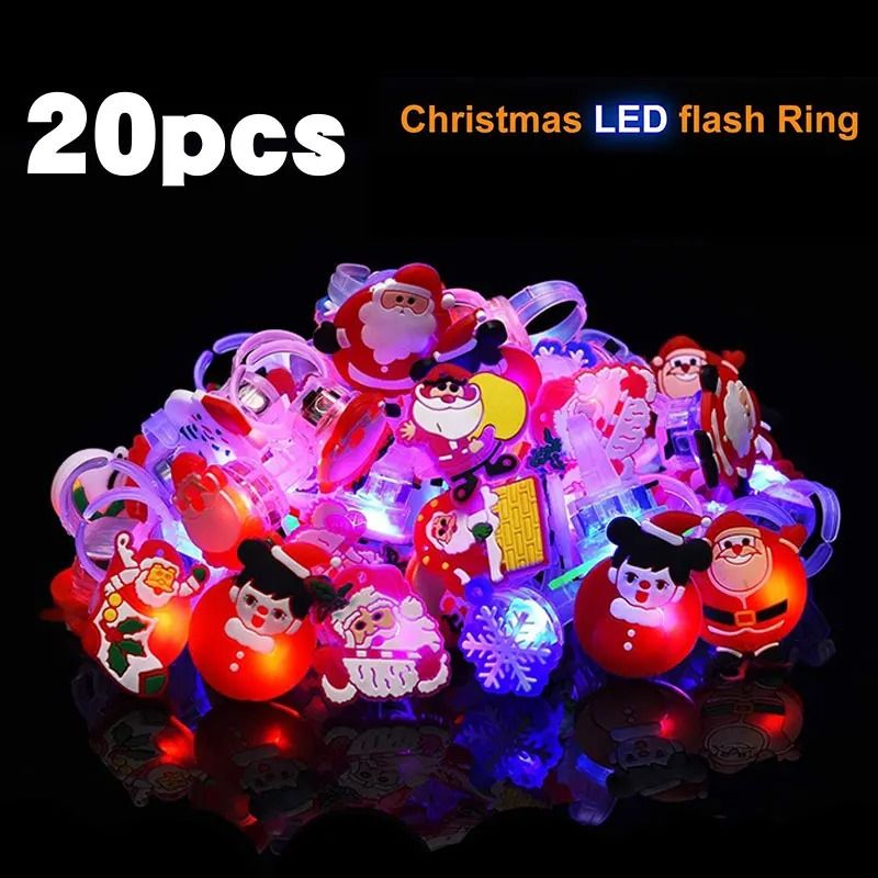 Christmas LED Flashing Rings – Festive Party Light-Up Toy Set