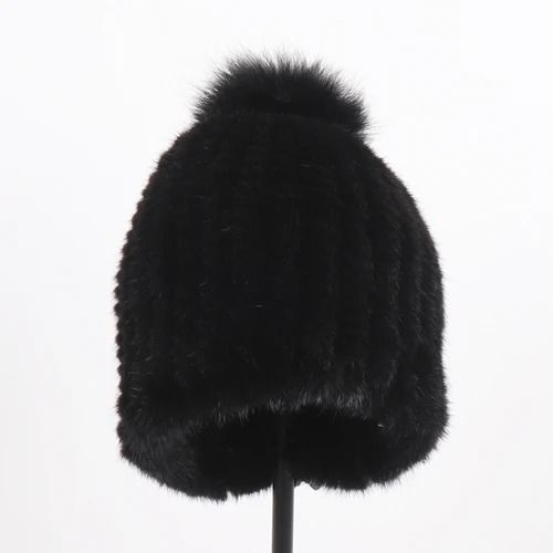 Hand-Knitted Genuine Mink Fur Thermal Beanie