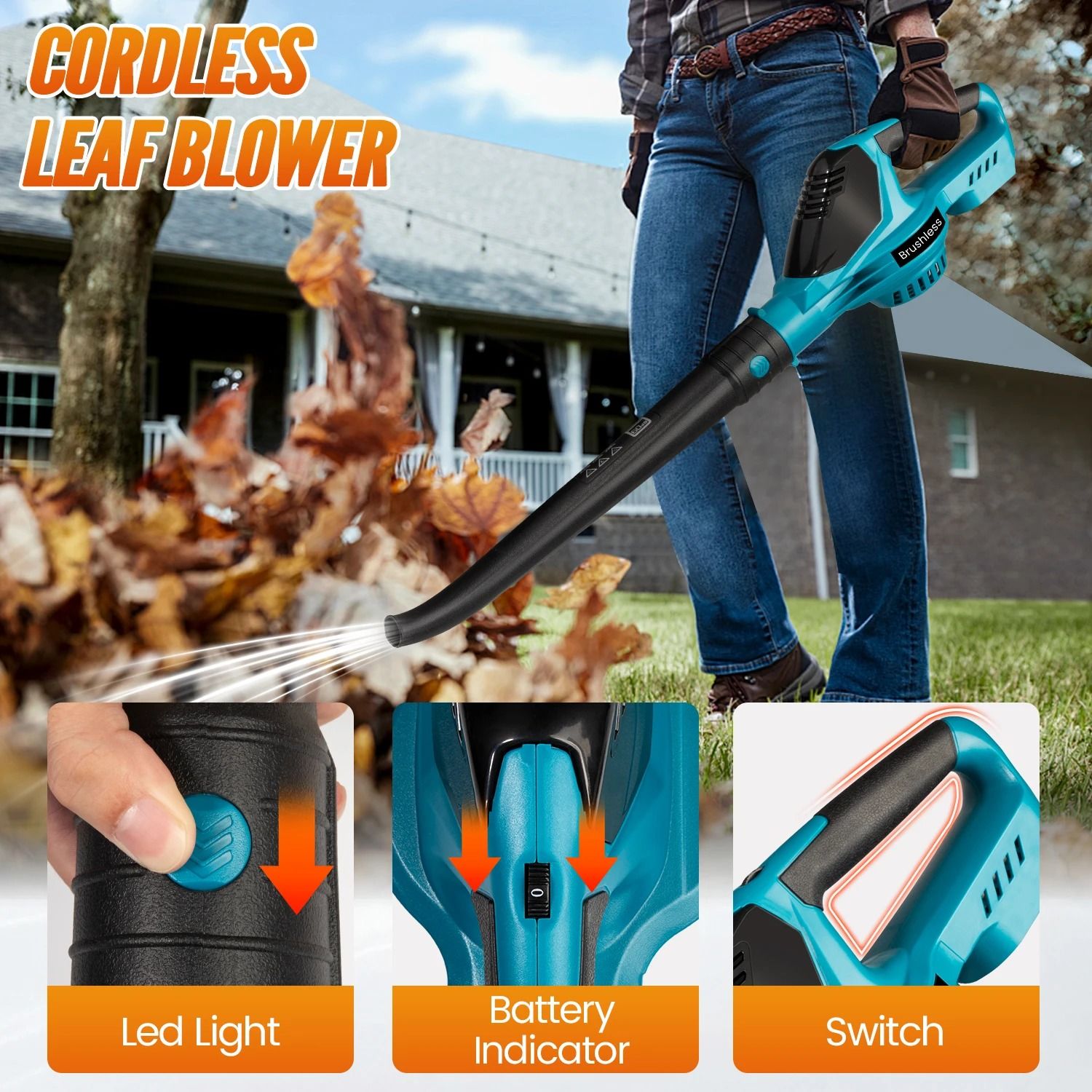5500W Brushless Electric Air Blower – High-Power Cordless Cleaning Tool