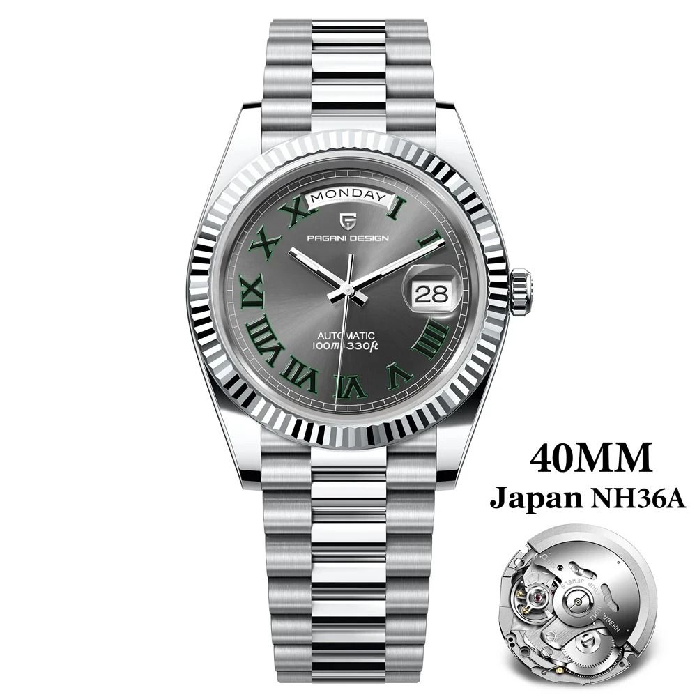 Automatic Day-Date Mechanical Watch - Luxury NH36A Movement Sapphire Timepiece