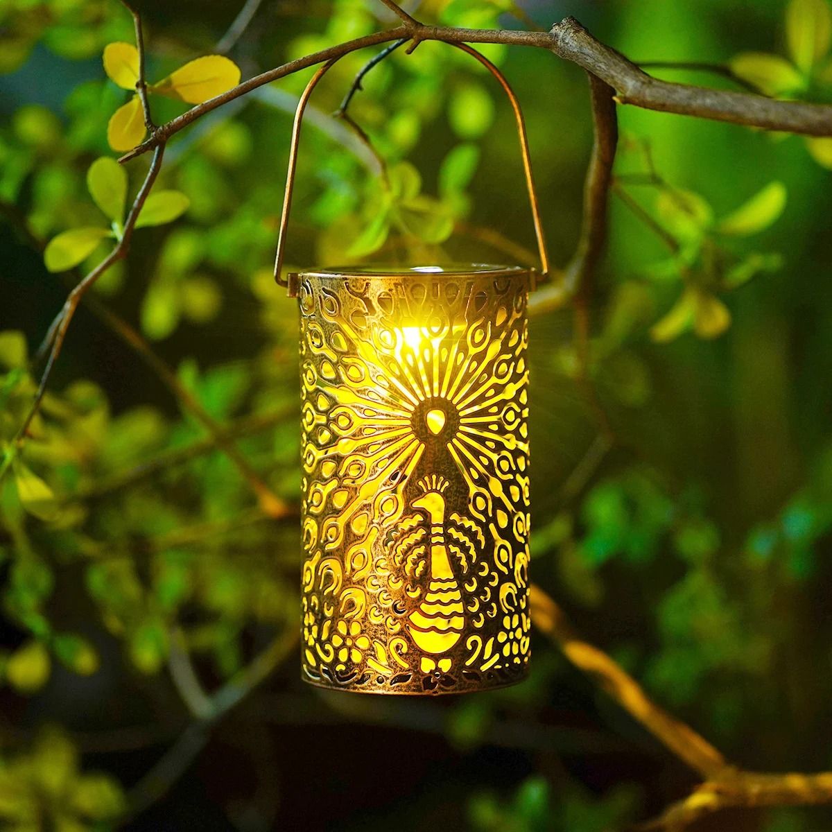 Hollow Iron Solar Garden Lantern