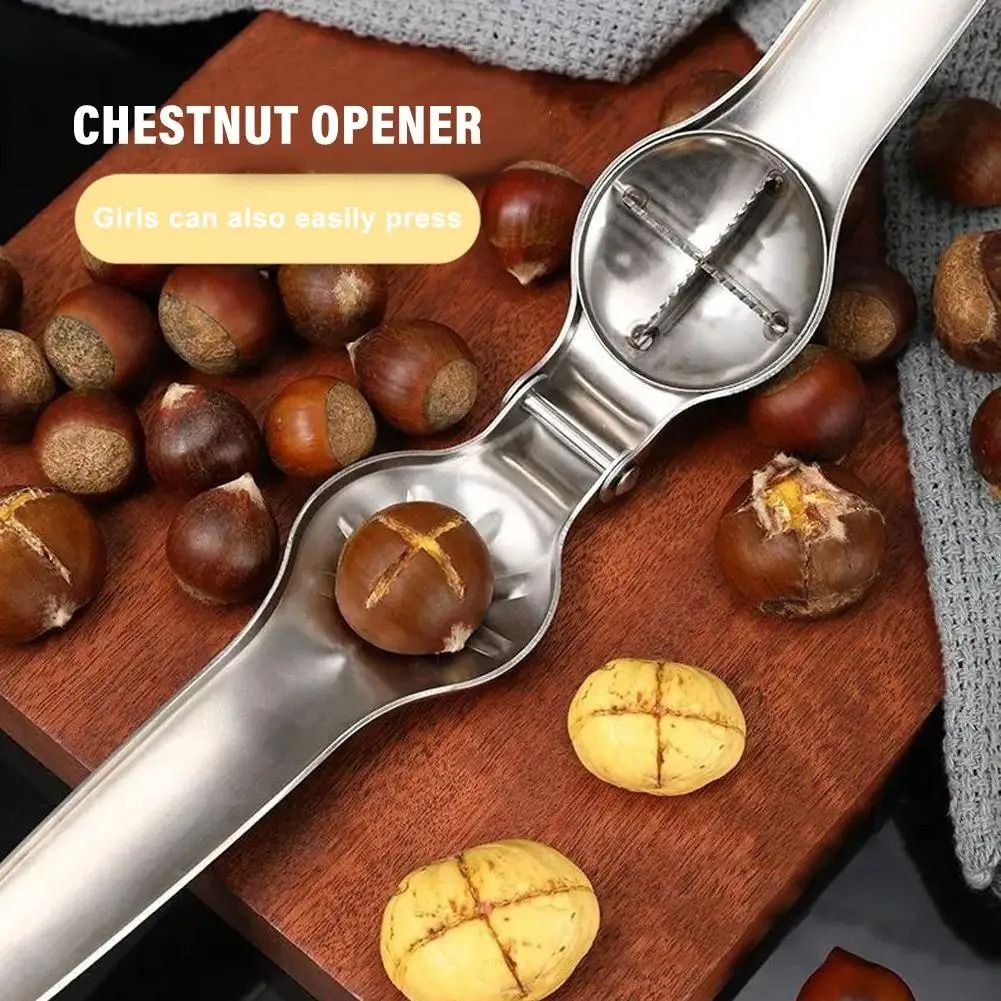 2-In-1 Stainless Steel Chestnut Opener – Heavy-Duty Nut Cracker & Walnut Sheller