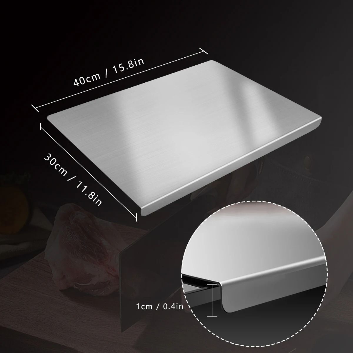 304 Stainless Steel Cutting Board – Anti-Bacterial Butcher Block & Rolling Board