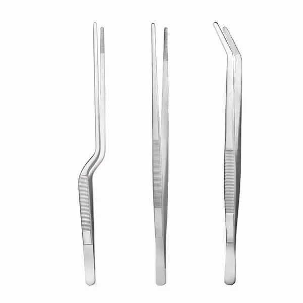 3-Piece Professional Chef Tweezers Set – Precision Stainless Steel Plating Tongs