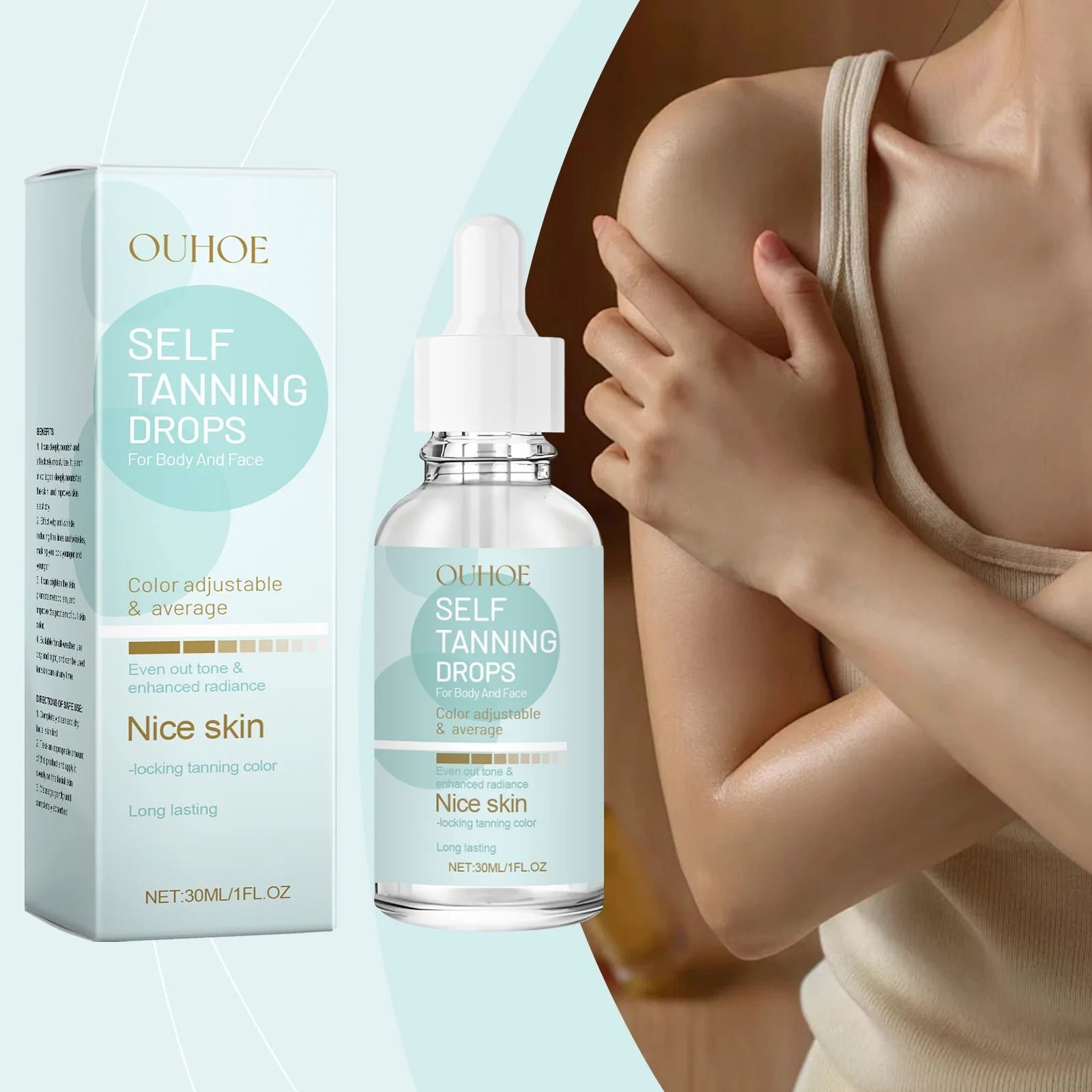 Natural Glow Tanning Drops - Nourishing Brown Face & Body Tinting Serum