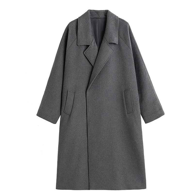 Executive Oversized Extra Long Gray Wool Blend Overcoat